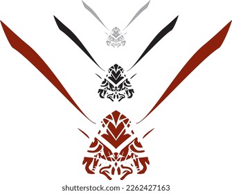 Tribal bee symbol isolated on white - three options for your design. Wasp head or bees for emblems, textiles, fashion trends, covers, fabric products, logos, engravings, graphic on the vehicles, etc.