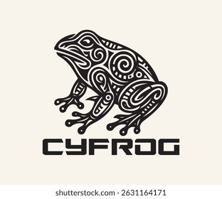 Tribal Biomechanics cyborg Abstract Frog Black and White Vector