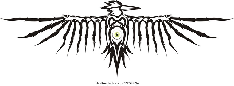 Tribal bird tattoo.