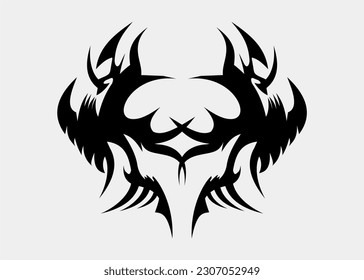 tribal black dragon head tattoo