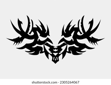 tribal black dragon horn tattoo