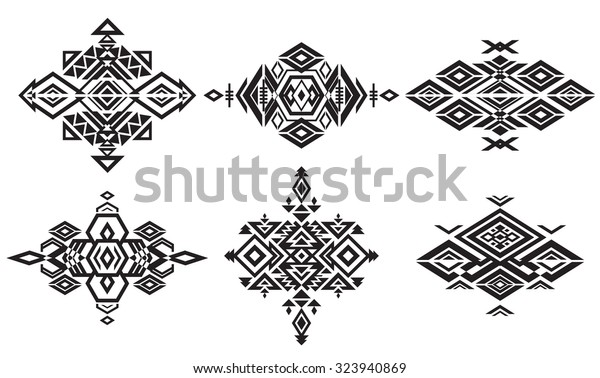 Tribal Black Element Patterns On White Stock Vector (Royalty Free ...