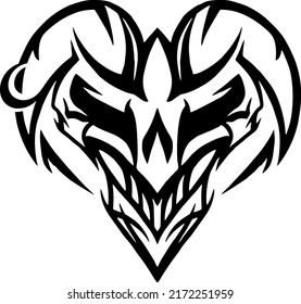 Tribal black vector, skulls, animals, wings