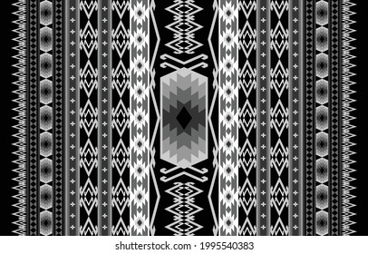 tribales geometrisches Muster aus Schwarz und Weiß, traditionelles ethnisches Ornament, Vektorstruktur