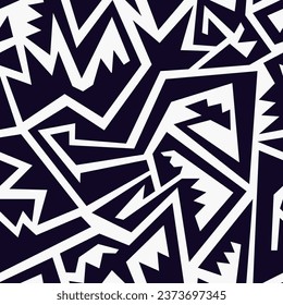 Tribal black and white geometric seamless pattern