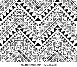 Tribal Black White Print Seamless Background Stock Vector (Royalty Free ...