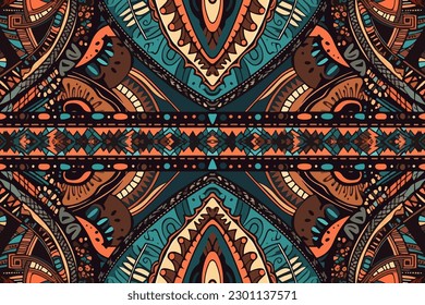 Patrón étnico tribal bohemia. Resumen de la antigua línea gráfica de la etnia tribal tradicional folk antiguo. Elegante estilo retro vintage de lujo. Tela textil textil patrones bohemios étnicos.