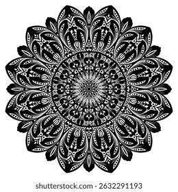 Tribal and bohemian style pattern design. Mosaic pattern. Floral henna or mehndi style mandala design.   