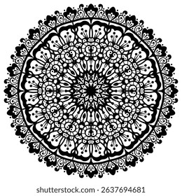 Tribal and bohemian style pattern design. Mosaic pattern. Floral henna or mehndi style mandala design.  