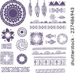 Tribal, Boho, Bohemian Mandala background with round ornaments, patterns and elements. Hand drawn vector illustration