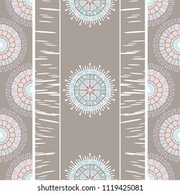Tribal boho chic design for mandala style seamless pattern vector with gray pastel tone background
