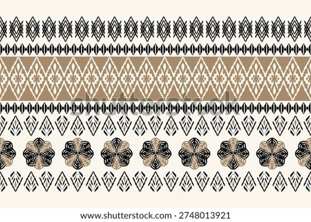 Tribal Boho Geometric Seamless Pattern.Ethnic Bohemian Textile Border Pattern with Geometric Motifs.Vintage Tribal Ornament Seamless Pattern for Fabric and Wallpaper.African Boho Decorative Pattern.