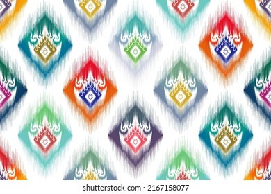 Tribal boho native textile turkey traditional embroidery vector background. Aztec fabric carpet mandala ornaments textile decorations wallpaper. Abstract geometric Ikat ethnic seamless textile pattern