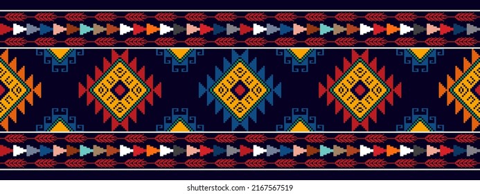 Tribal boho native textile turkey traditional embroidery vector background. Aztec fabric carpet mandala ornaments textile decorations wallpaper. Abstract geometric Ikat ethnic seamless textile pattern