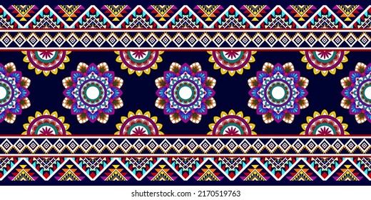 Tribal boho native textile turkey traditional embroidery vector. Aztec fabric carpet mandala ornaments textile decorations wallpaper. Abstract geometric Ikat ethnic seamless textile pattern design 