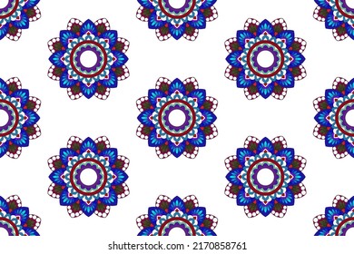 Tribal boho native textile turkey traditional embroidery vector. Aztec fabric carpet mandala ornaments textile decorations wallpaper. Abstract geometric Ikat ethnic seamless textile pattern design 