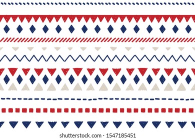 Tribal boho seamless pattern. Ethnic geometric background, motif, maya, aztec ornament illustration. mexican textile print texture, vector  illustration