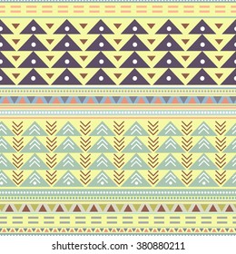 Tribal boho seamless pattern. Ethnic geometric print. Colorful repeating background texture. Fabric, cloth design, wallpaper, wrapping