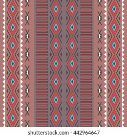 Tribal Boho Seamless Pattern with Rhombus. Ethnic Geometric Ornament. Aztec print. Boho Vector Pattern. Fabric, Wallpaper and Wrapping Texture.
