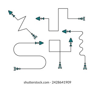 tribal and boho style arrows symbols set vector illustration