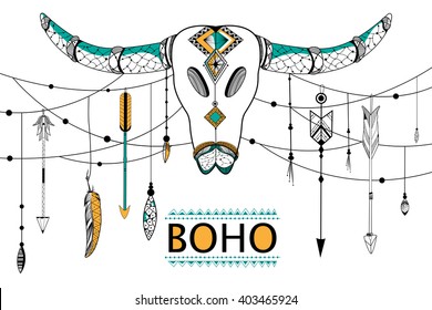 Tribal boho style background in vector