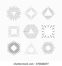 Tribal boho Stil Rahmen mit Platz für Ihren Text mit Pfeilen. Starburstes Hipster-Logo, Line Art Vektorgrafik.