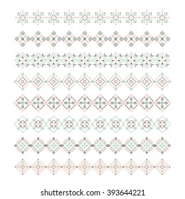 Tribal border collection made in modern and clean vector and trendy colors. Line style art. Isolated on background