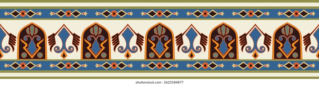 Tribal border decoration, Aztec pattern for carpet making