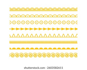 Tribal border and divider, handmade frame decorations. Tribal borders and handmade dividers, ethnic frame decorations, tribal vector elements