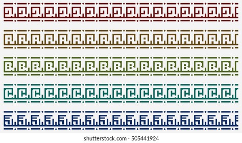 Tribal border pattern with abc letters