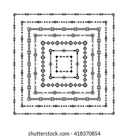 Tribal brushes in square shape on white background