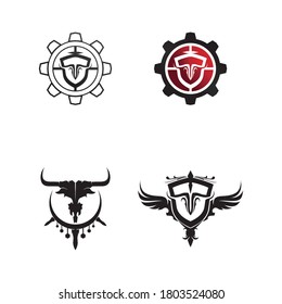 tribal Bull horn logo and buffalo symbols template icons app
