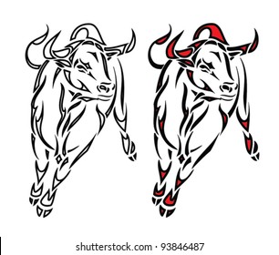 tribal bull tattoo - isolated vector illustration