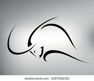 Tribal bull tattoo sketch. vector minimalistic drawing of a bull standing in a threatening stance. bull logo