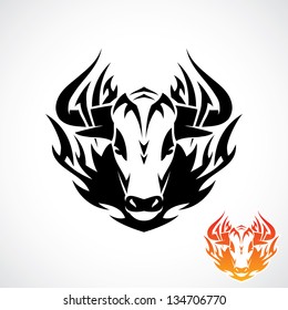 Tribal Bull Tattoo - Vector Illustration