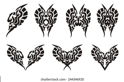 Tribal butterflies and hearts tattoos