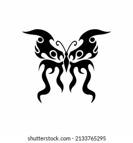 Tribal Butterfly Logo Symbol. Stencil Design. Tattoo Vector Illustration.