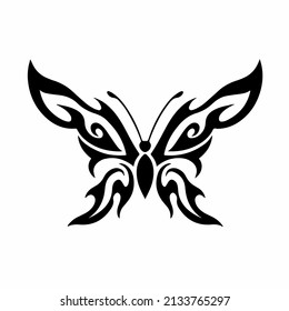 Tribal Butterfly Logo Symbol. Stencil Design. Tattoo Vector Illustration.