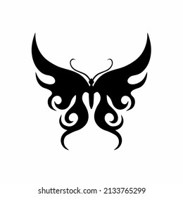 Tribal Butterfly Logo Symbol. Stencil Design. Tattoo Vector Illustration.