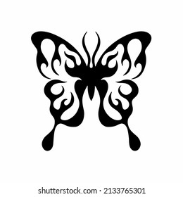 Tribal Butterfly Logo Symbol. Stencil Design. Tattoo Vector Illustration.