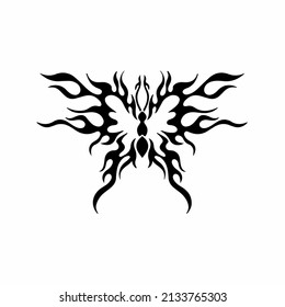 Tribal Butterfly Logo Symbol. Stencil Design. Tattoo Vector Illustration.