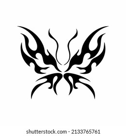 Tribal Butterfly Logo Symbol. Stencil Design. Tattoo Vector Illustration.