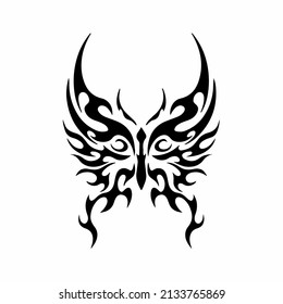 Tribal Butterfly Logo Symbol. Stencil Design. Tattoo Vector Illustration.