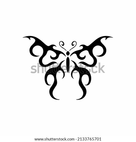 Tribal Butterfly Logo Symbol. Stencil Design. Tattoo Vector Illustration.
