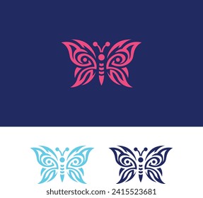 Tribal Butterfly Tattoo Logo Design