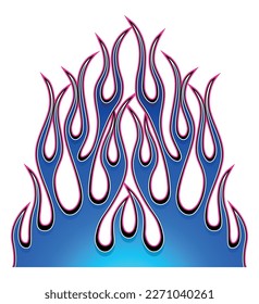 Tribal car hood flame electric race car body vinyl sticker vector eps file. Blue bonnet flames sport car decal. Decoration for cars, auto, truck, boat, suv and motorcycle tank.