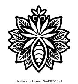Tribal cassava tattoo icon in glyph style