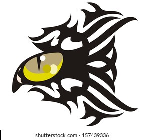 Tribal cat eye tattoo in the form of fish