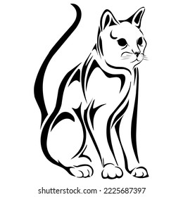 Tribal cat tattoo vector design suitable for stickers, logos, and others