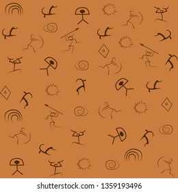 Tribal cave drawings vector background.